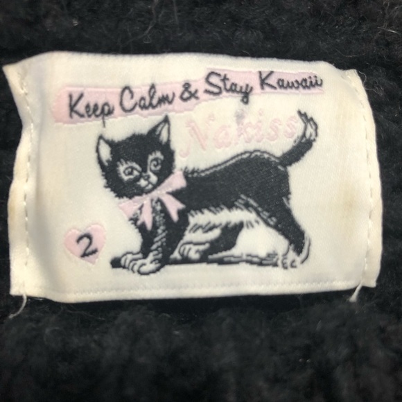 Nakiss H chunky knit black sweater fur crop SZ S REAL fur Penny Lane style - Picture 8 of 8